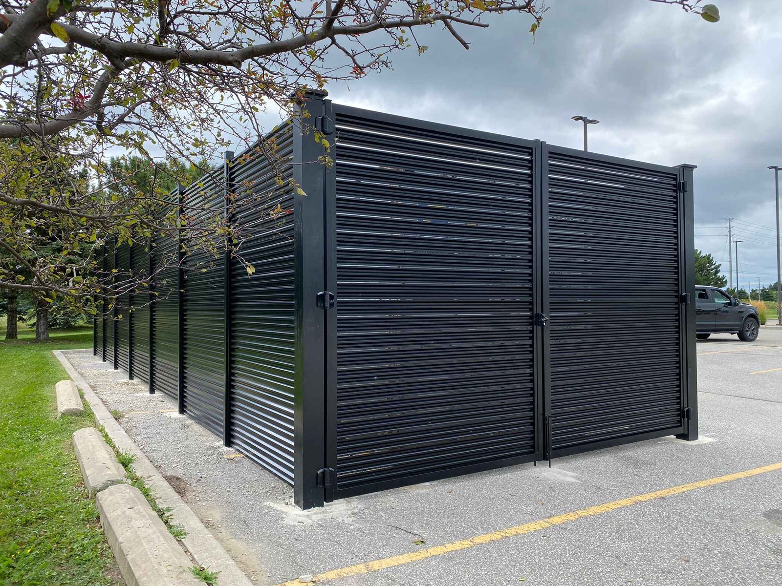 Commercial corrugated aluminum fence panels